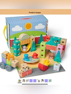 Melissa & Doug Colorful Wooden Playset with Blocks and Figures - Multicolor